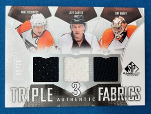 Mike Richards/ Jeff Carter/ Ray Emery 2009/10 UD SP Game-Used Triple Jersey #25