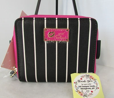 Cartera Luv Betsey Johnson Rayas Cremallera Alrededor Nueva con Etiquetas Foto 1 de 4