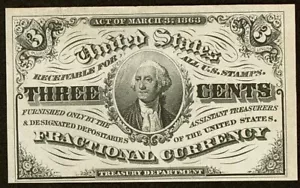 FR. 1226 3 c. 3rd Issue Fractional Note Light Background; Choice New - Picture 1 of 2