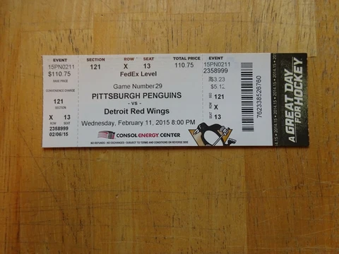 Sidney Crosby  600th NHL: Game Ticket  Pittsburgh Penguins Cover