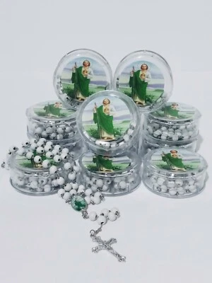 12 St Jude Rosary Favors Baptism Communion San Judas Rosario Recuerdos Bautizo  - Image 1 of 4