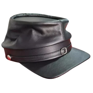 American Civil War Leather Kepi Cap Replica History Confederate Militaria - Picture 1 of 5
