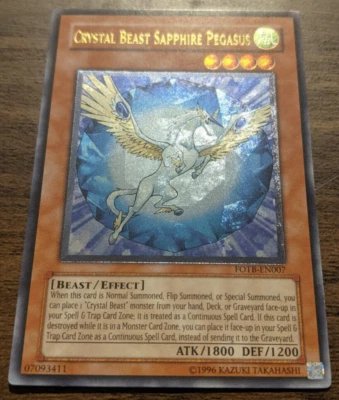 Yugioh Crystal Beast Sapphire Pegasus FOTB-EN007 Ultimate Rare UTR Near Mint NM - Image 1 of 2