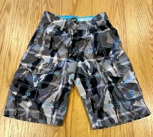 Zero Xposur BOARD SHORTS Swim Trunks Gray & Blue Plaid Boys S 8 Beach To Street - Picture 1 of 5