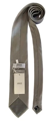 Corbata ARMANI COLLEZIONI Gris Sólido 100% Seda Hecha en Italia 58"/3".1/2 Nueva Con Etiqueta Foto 1 de 4