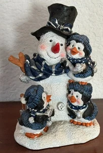 Schöner handgefertigter Schneemann mit 3 Entenküken - 6,25 Zoll (H) - Bild 1 von 10
