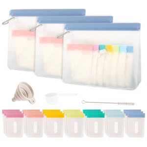 Protein Powder Travel Container Set - 21 Single Dose Bags, 3 Large Zip Bags - Picture 1 of 9