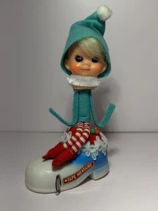 Cojín pin zapato cinta métrica Pixie Elf Navidad años 60 vintage - Imagen 1 de 9