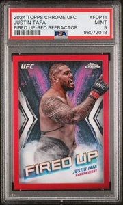 2024 Topps Chrome UFC Justin Tafa Fired Up Red Refractor 4/5 Mint PSA 9 Rare - Picture 1 of 5