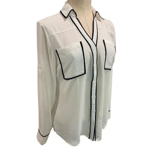Size Medium Express Womens The Portofino Shirt Sheer Ivory Blouse - Picture 1 of 6