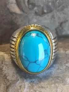 Herren Ring Gr 59 in Silber / Gold Marmordesign sehr auffällig Kaiser König - Picture 1 of 5