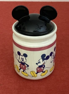 Vintage Disney Ceramic Cookie Jar w Mickey Mouse Ears Pattern Canister Art Gift - Picture 1 of 21