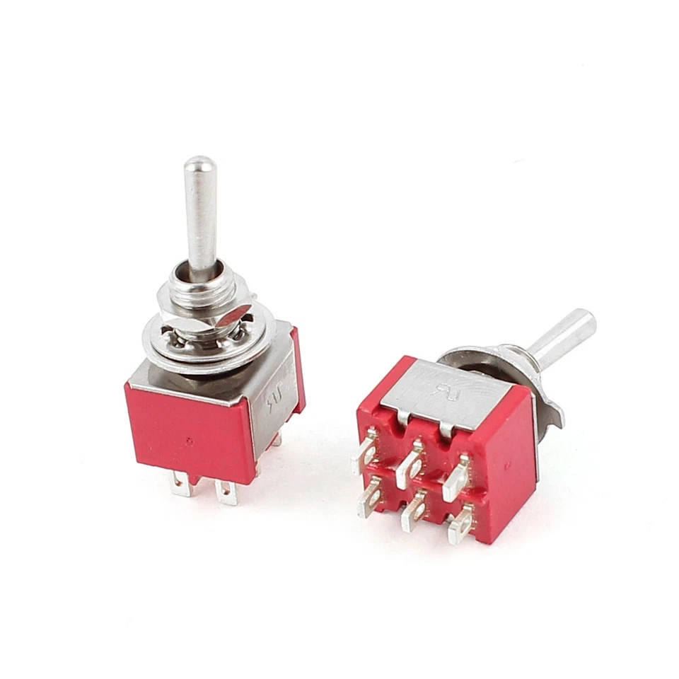 2 Pcs AC 250V/2A 125V/5A 6-Pin DPDT 2-Position ON/ON Toggle Switch Foto 1 de 1