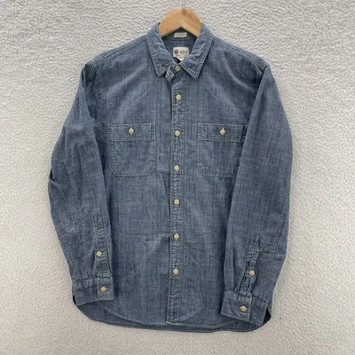 J Crew Shirt Mens Medium Blue Chambray Tailored Fit Preppy Heritage Chin Strap - Image 1 of 4