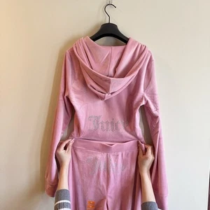 NWT Juicy Couture Velour Bling Tracksuit Hoodie & Pants Rose Size L - Picture 1 of 10