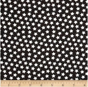 Almost 2 Yards Magic White Star Glow In The Dark Black Cotton Flannel Fabric - Picture 1 of 1