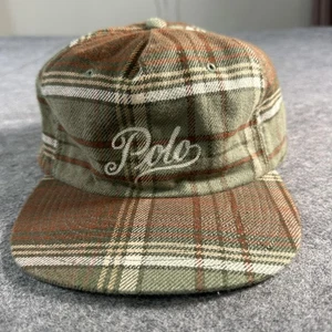 Polo Ralph Lauren Sombrero Gorra Correa Trasera Verde Marrón Tartán Cuadros Cuero Para Hombres - Imagen 1 de 6