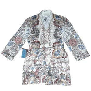 Wrap Up by VP Robe – Paisley Print in Soft Neutrals | Velvety Short Robe Earth - Picture 1 of 8