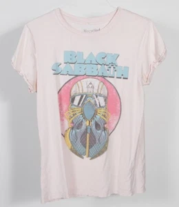 Light Pink Black Sabbath T-Shirt By Recycled Karma Large rock music - Distressed - Picture 1 of 6