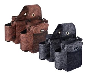 Western Saddle Bags - Bottle Holder - Gear Carrier - Tooled Leather Prints - Picture 1 of 5