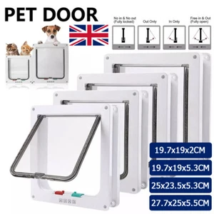 Pet door 4 way locking Small Medium Large Dog Cat Flap Magnetic White Frame UK - Picture 1 of 16