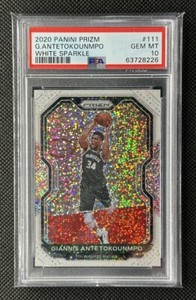 2020-21 Panini Prizm Giannis Antetokounmpo White Sparkle #111 PSA 10