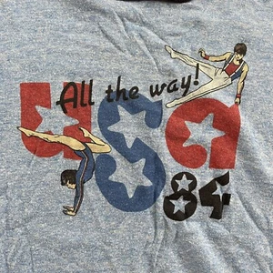 Vintage 80s 1984 Olympic Summer Games T-Shirt Youth Large Gymnastics USA Blue - Picture 1 of 7