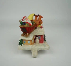 Vintage Christmas Stocking Hanger - Santa With Reindeer - Picture 1 of 6
