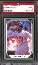1991 Leaf Preview #21 KIRBY PUCKETT PSA 9 15233489