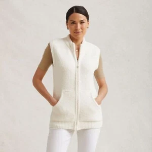Kashwere Unisex Weste Kashcozy weiches Plüschgarn in Elfenbeinweiß mit Taschen Medium - Bild 1 von 11