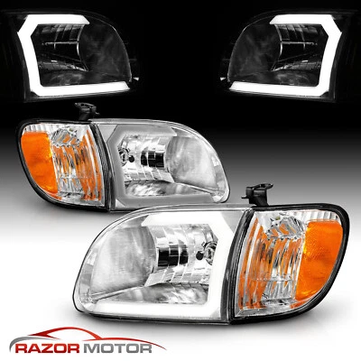 [LED C Light] For 2000-2004 Toyota Tundra Regular/Access Cab Chrome Headlights - Image 1 of 4