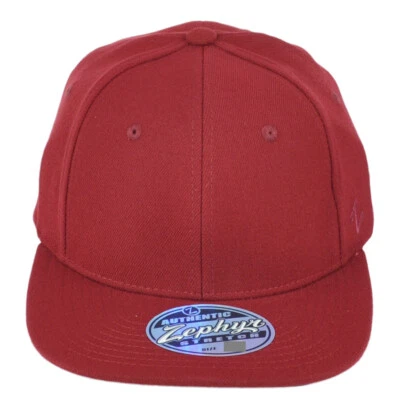 Gorra Zephyr Granate Flex Fit X-Large XL Solid Flat Bill Blank Lisa elástica Foto 1 de 4