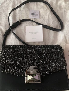 Kate Spade Designe Hombro Negro y Plata Sparkle, Crossbody, Cuero, Bolso NWT - Imagen 1 de 11