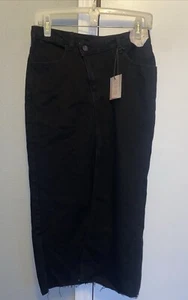Happily Grey (HG) Jeans Black Denim Maxi Skirt Women's Front Split Size 3/25 - Picture 1 of 9