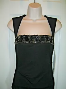 NWT ~ NICOLE MILLER Black Open Back Formal Knit Gown w/Beaded Neckline ~ SZ 2 - Picture 1 of 11