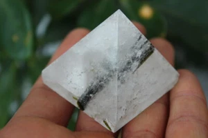 86g NATURAL TOURMALINE Rutilated Quartz CRYSTA PYRAMID HEALING - Picture 1 of 8