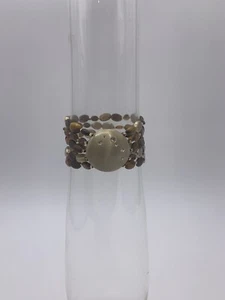 Vintage Bracciale elastico MONET occhio di tigre e pepita oro pietre preziose con ciondolo (firmato) - Foto 1 di 8