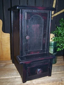 Primitive Black Cherry Finish Wood Faux Cabinet Blender Cover Storage - Picture 1 of 5