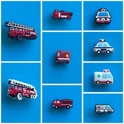 Schuhstecker/Shoe Charms/Anstecker KRANKENWAGEN/FEUERWEHR/POLIZEI/DREHLEITER