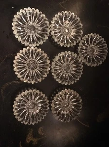 7 Vintage National Jeannette Kristall Klarglas "Sonnenblume" Kegel Kerzenhalter - Bild 1 von 5