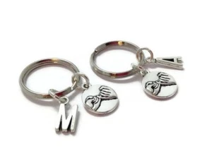 2x Pinky Promise Initials Keychain Jewelry Love Couples Best Friend Friendship - Picture 1 of 4