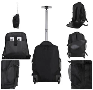 Lightweight Wheeled Black Trolley Hand Luggage Cabin Size Travel 18'' Bag HDS26 - Picture 1 of 10