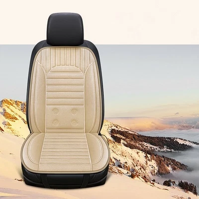 12V Heating Car Seat Cushion Cover Plush Heated Warmer Pad Beige For Cold Winter - Image 1 of 4