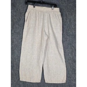 Cynthia Rowley Linen Wide Leg Pants Womens M Elastic Waist Casual Travel Boho - Picture 1 of 8