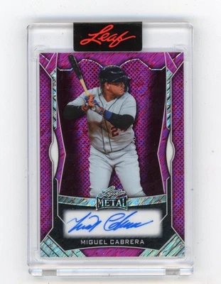2025 Leaf Metal Baseball MA-MG1 MIGUEL CABRERA Purple Shimmer Auto 1/4 SSP - Image 1 of 2