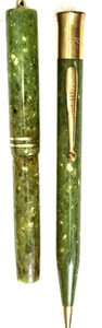 NICE "SHEAFFER'S" Lifetime FLATTOP Usual Green Fountain Pen/Pencil Set - Picture 1 of 24