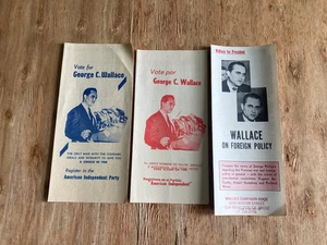 GEORGE WALLACE 1968 campaign brochures x 3 right wing english/spanish - Picture 1 of 2