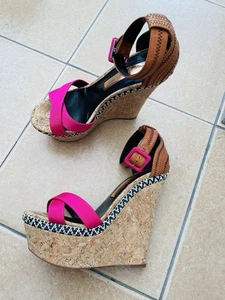 RUPERT SANDERSON Rosa Satin & Leder Riemchen NISSA Wedges Gr. 3 EU 35 Neuwertig - Bild 1 von 7