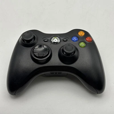 Microsoft Xbox 360 Wireless Controller Black OEM Official Gamepad Tested Working - Image 1 of 4