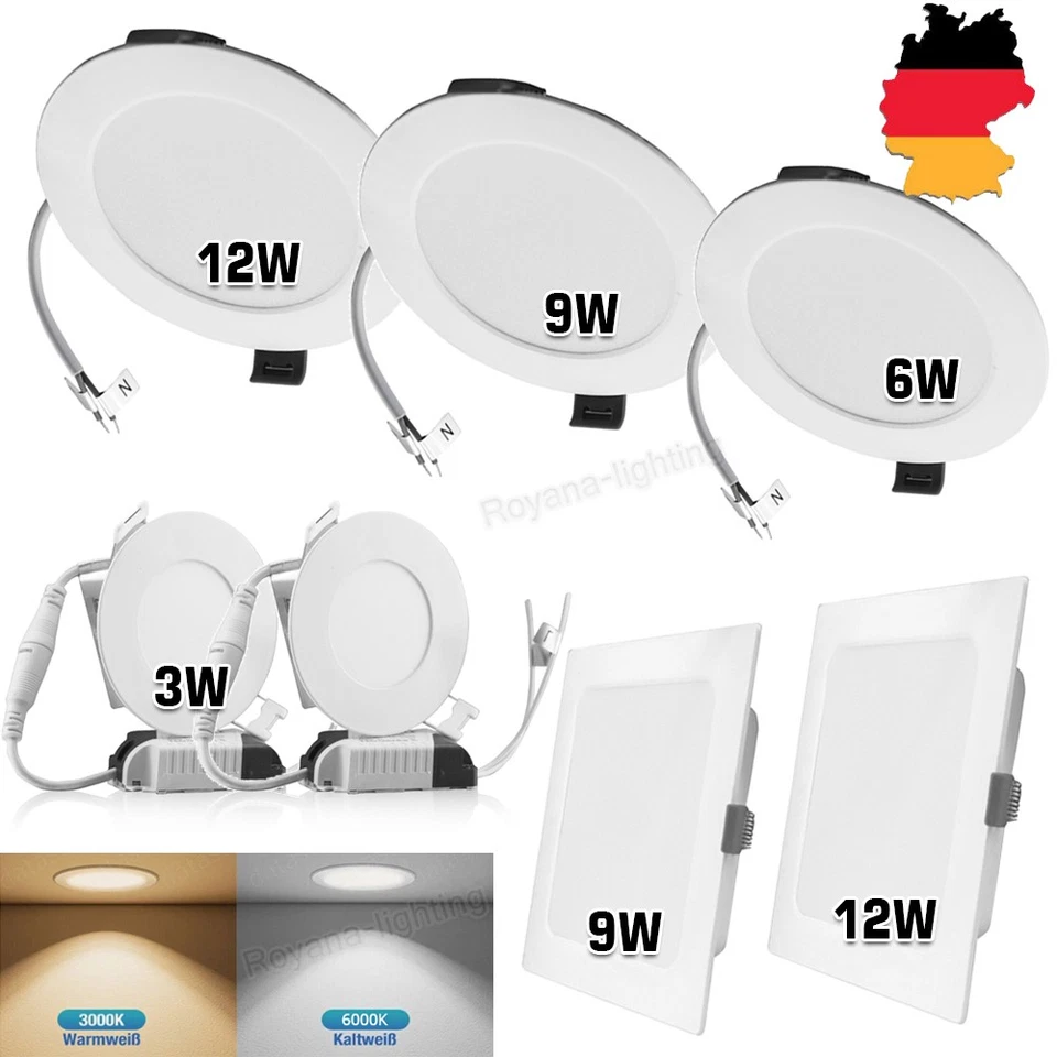 LED Panel Einbaustrahler Deckenleuchte Einbauleuchte Flach Einbau Spot 230V Rund - Bild 1 von 4